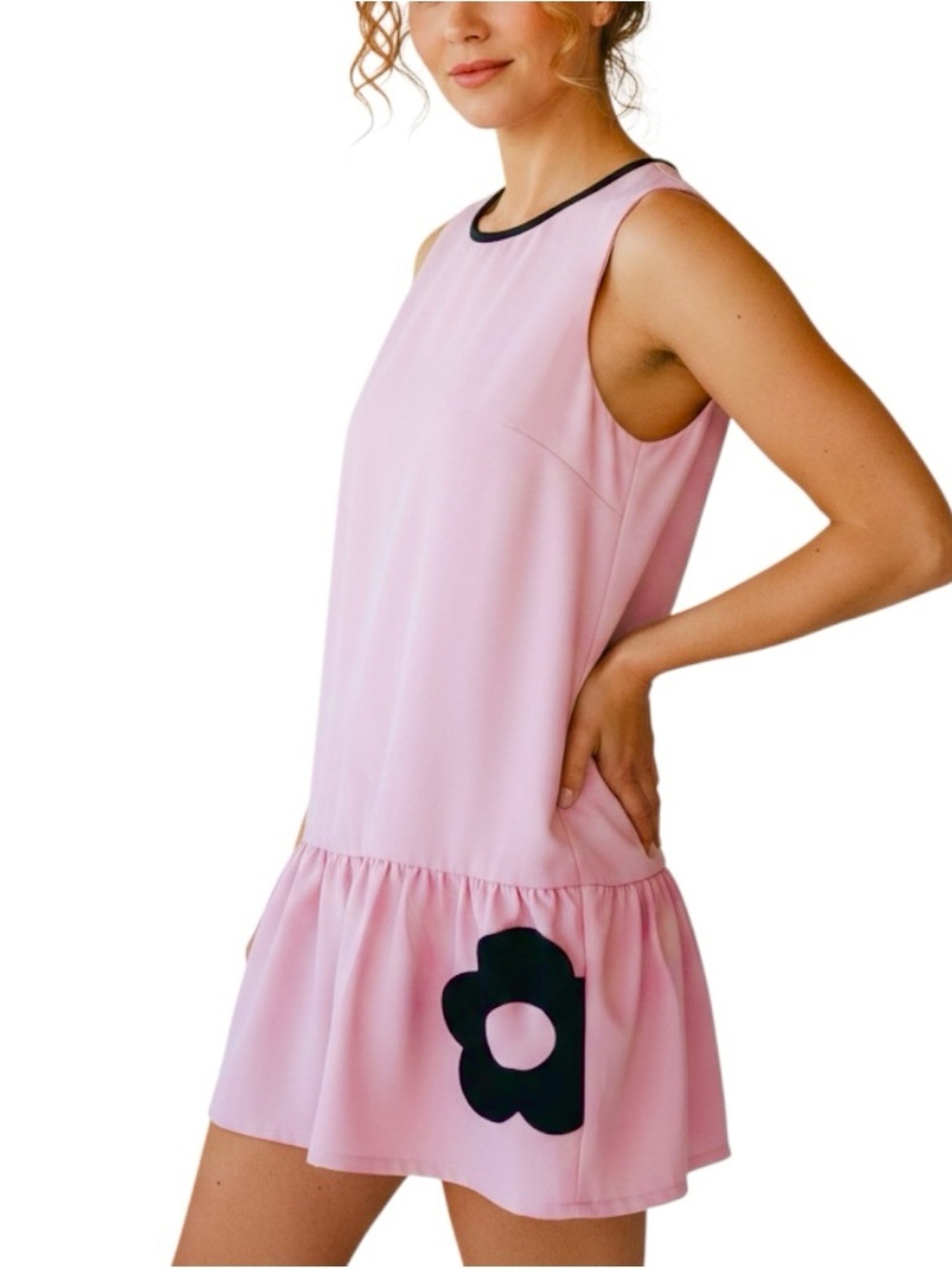 Victoria Beckham x Target Dress Dusty Pink Black/Floral/Pockets Ruffle Sz XL NEW